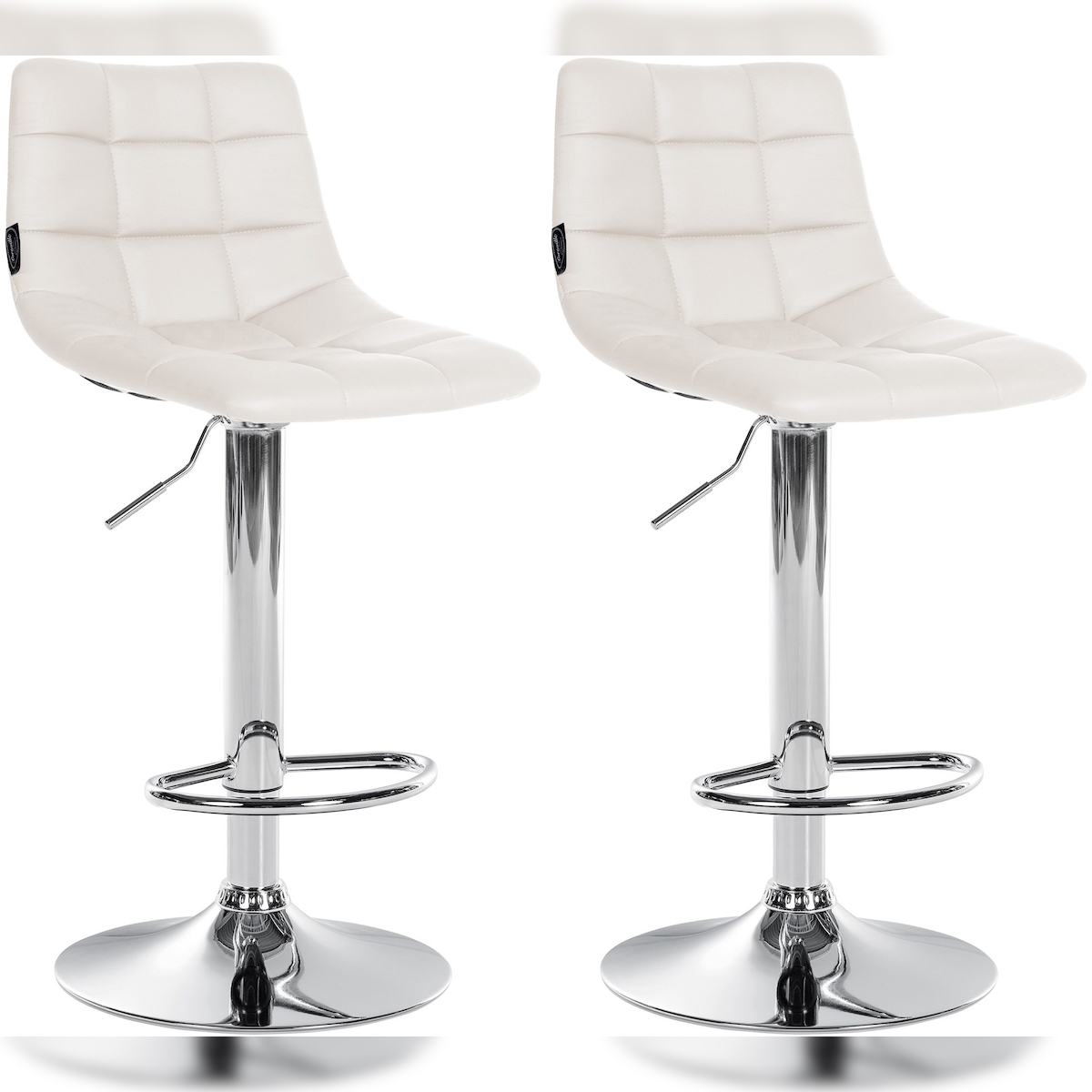CLP 2er Set Barhocker Jerry Kunstleder weiß/chrom Image