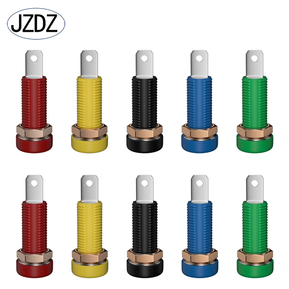 JZDZ 10 stücke 4mm Bananen Buchse Binding Post Mutter Bananen Stecker Jack Elektrische Stecker Terminal Test Loch DIY Teile werkzeuge J.40015 Image
