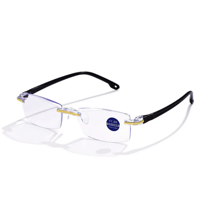Neue rahmenlose Randschneid-Presbyopiebrille mit blauem Licht und intelligentem Zoom, hochauflösende Presbyopiebrille für Image