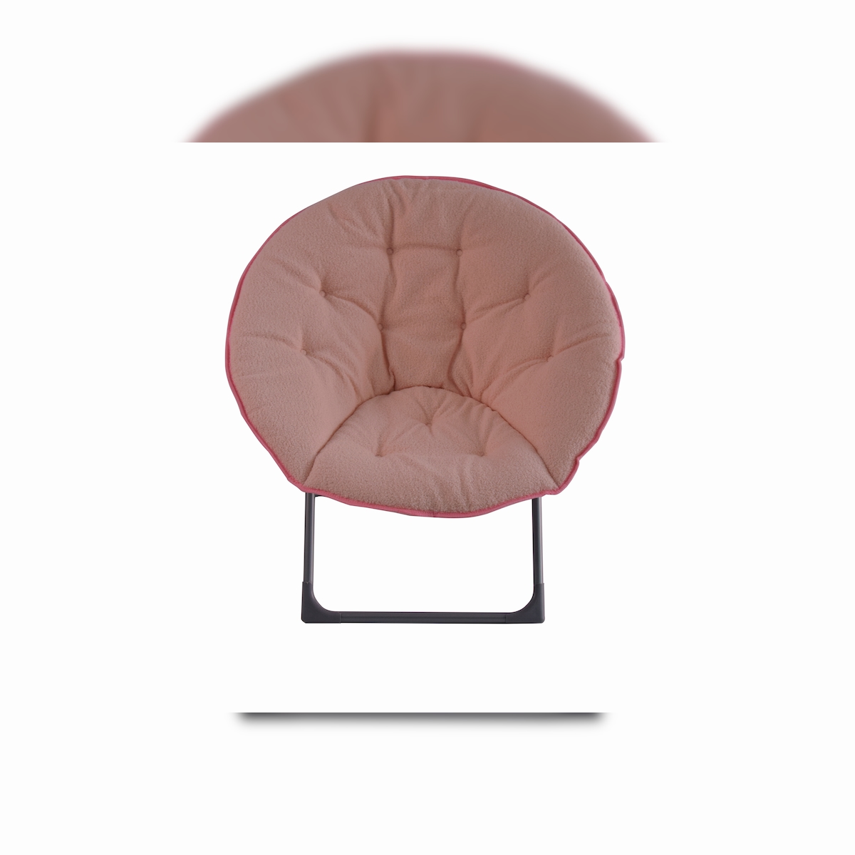 MODFU Klappbarer Mondstuhl Relaxsessel aus Stoff Metall Rose 85x58x53 cm platzsparend weich gepolstert stabiler Rahmen für Wohnzimmer Schlafzimmer Terrasse Image