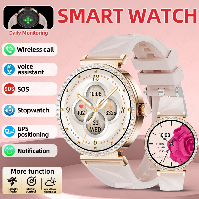 Choice LIGE Smart Watch Health Sports Lady Watch für Damen, luxuriöser Herzfrequenz-Schlafmonitor, wasserdichter Bluetooth-Anruf-Smartwatch Image