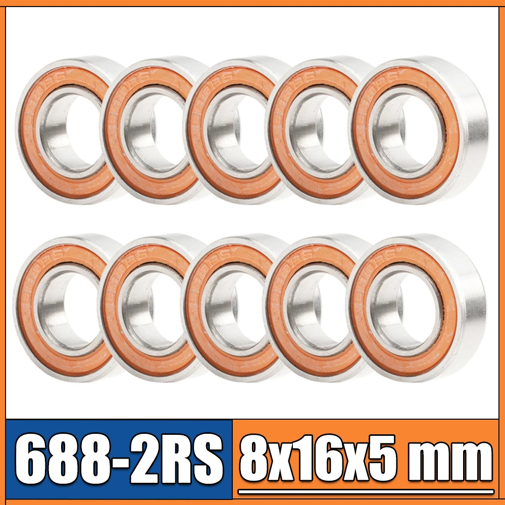 688-2RS Lager ABEC-3 10 Stück 8 x 16 x 5 mm Miniatur 688RS Kugellager 618/8RS Z3V3 Orange abgedichtetes Lager 688 2RS Image