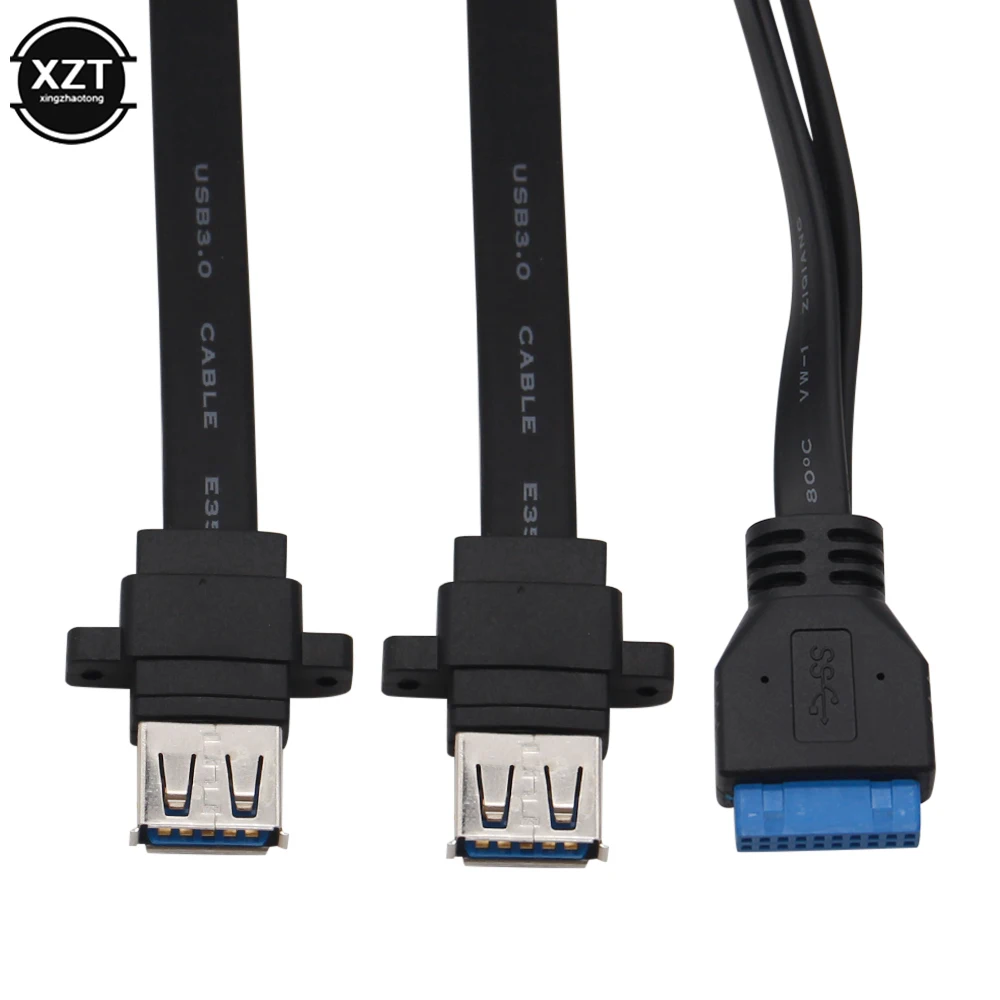 2-Port USB 3.0 Frontplatte 20-Pin USB3.0 Hub Erweiterungsschacht Adapter Kunststoffhalterung für PC Desktop 3,5 Zoll Diskettenschacht Image