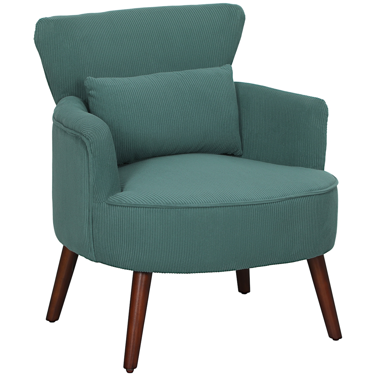 OKWISH Sessel Polstersessel Dunkelgrün 69x70x78 cm mit Flügelrücken Rückenlehne, abgerundeten Armlehnen, Holzbeinen, Lendenkissen, kompakt Image