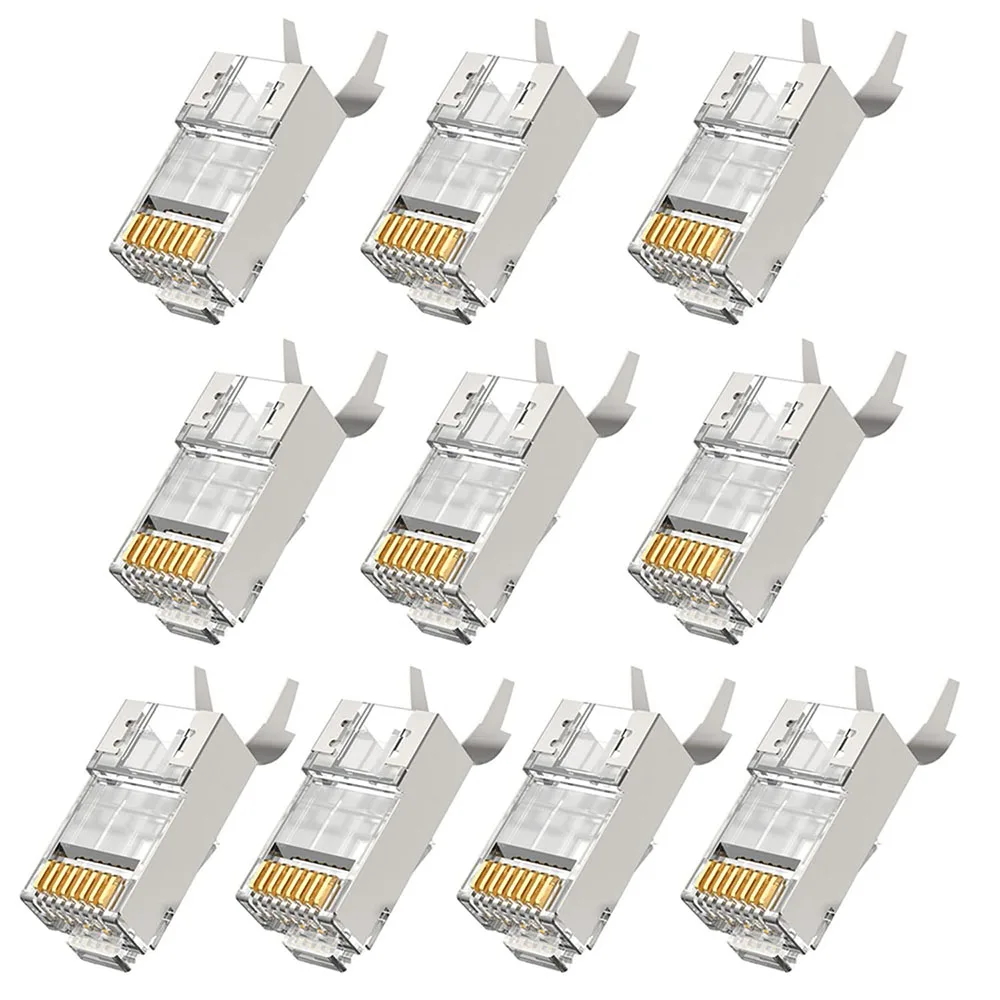 10/50/100 Stück RJ45-Stecker Cat6a Cat7 RJ45-Stecker geschirmt FTP 8P8C Netzwerk-Crimp-Steckverbinder Image
