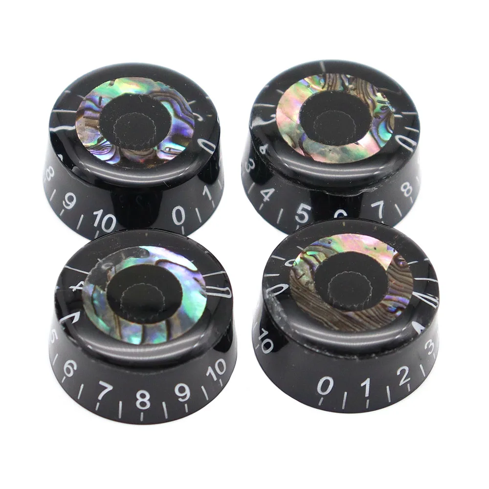 4 Stück Abalone Circle E-Gitarre Top Hat Knöpfe Speed Volume Tone Control Knöpfe für LP Style E-Gitarre Teile Ersatz Image