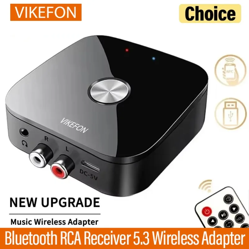VIKEFON Bluetooth RCA Receiver 5.3 AptX HD 3,5 mm Klinke Aux Wireless Adapter Musik für TV Auto 2RCA Bluetooth Audio Receiver AptX Image