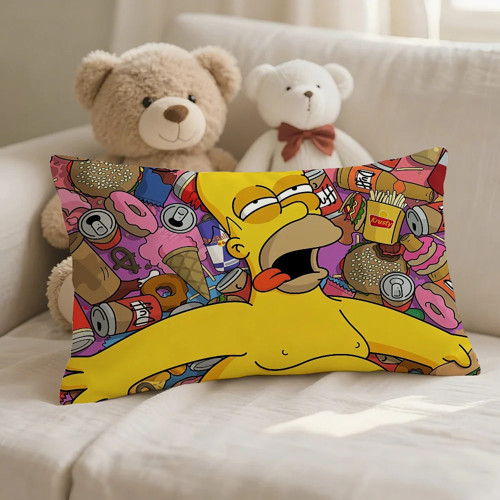 Cartoon-S-Simpsons-Cartoon-Kissenbezug, geeignet für Sofa, Auto, Kissen, rechteckiges Rückenkissen Image