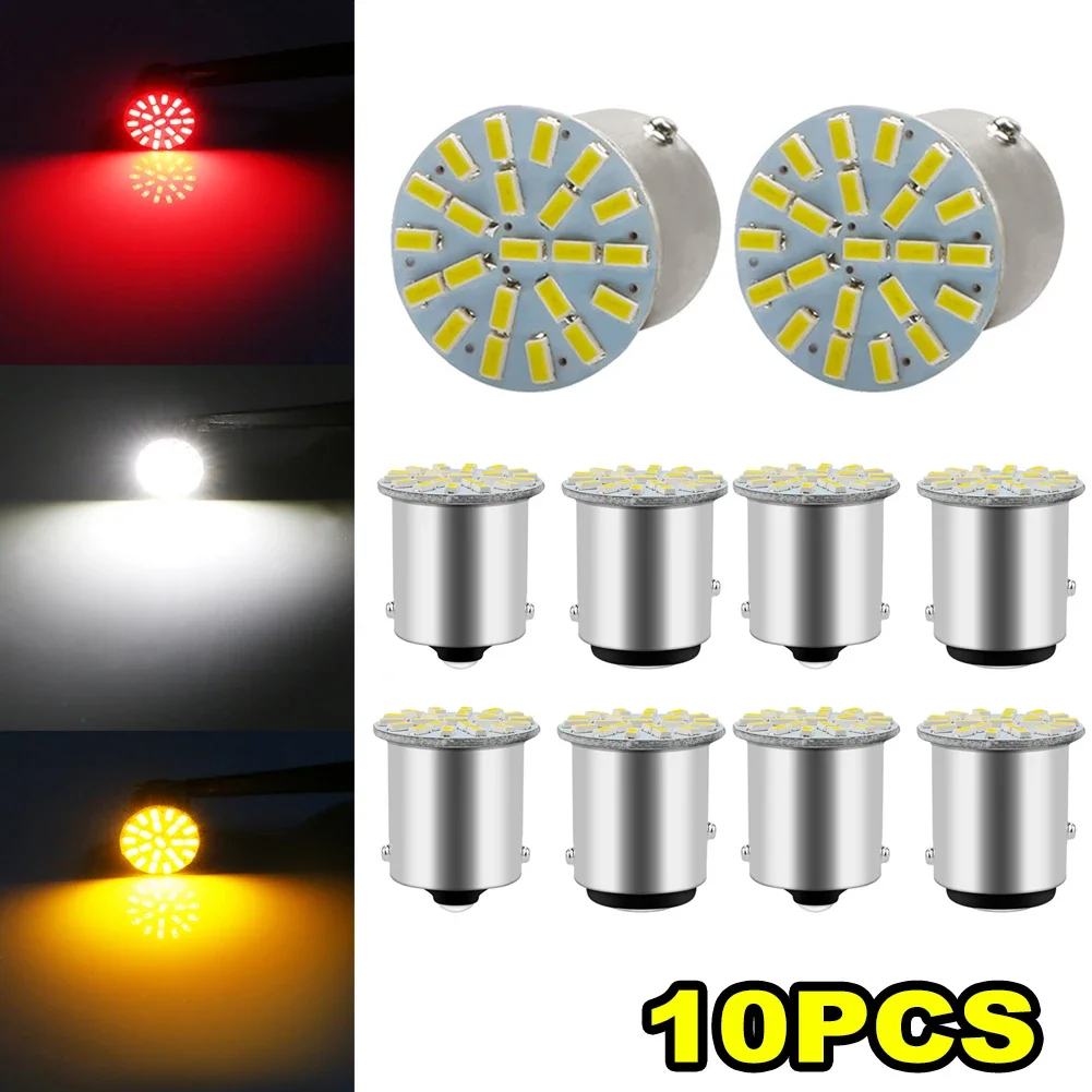 1/10 PCS Led-lampen Blinker Lichter 12V 7000K Weiß Auto Reverse Backup Parkplatz Brems Lampen P21W 1156 BA15S 1157 BAY15D COB Image