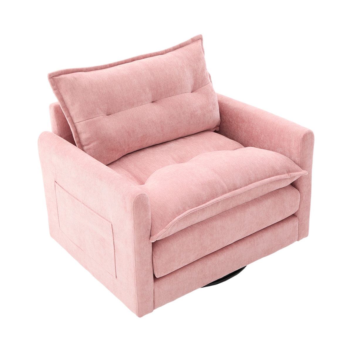 STILVORA Loungesessel 92x74x67 cm 360 Grad drehbar mit Armlehnen und Kissen Pink Chenille, ergonomische Rückenlehne, Holzrahmen für Wohnzimmer Büro Image