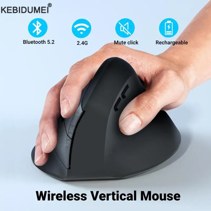Vertikale Maus Ergonomische 2,4G Bluetooth 5,2 Mäuse Drahtlose Optische Mäuse Einstellbar 1600DPI 6 Tasten für Laptop Computer Desktop Image
