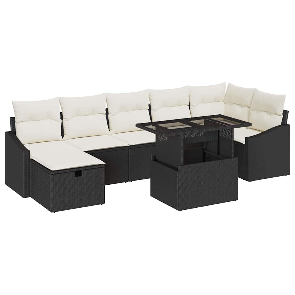 vidaXL Garten-Sofa-Set mit Kissen 8 pcs Schwarz Poly Rattan Image
