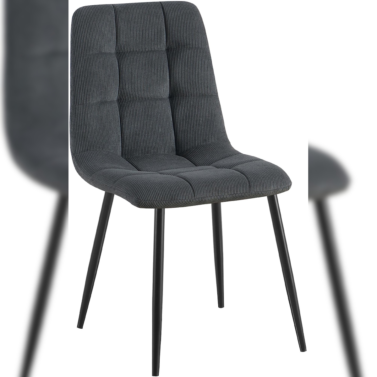 Proregal CHEFGASTRO Esszimmerstuhl IOWA Cord HxBxT 84x45x55cm Schwarz Küchenstuhl Image