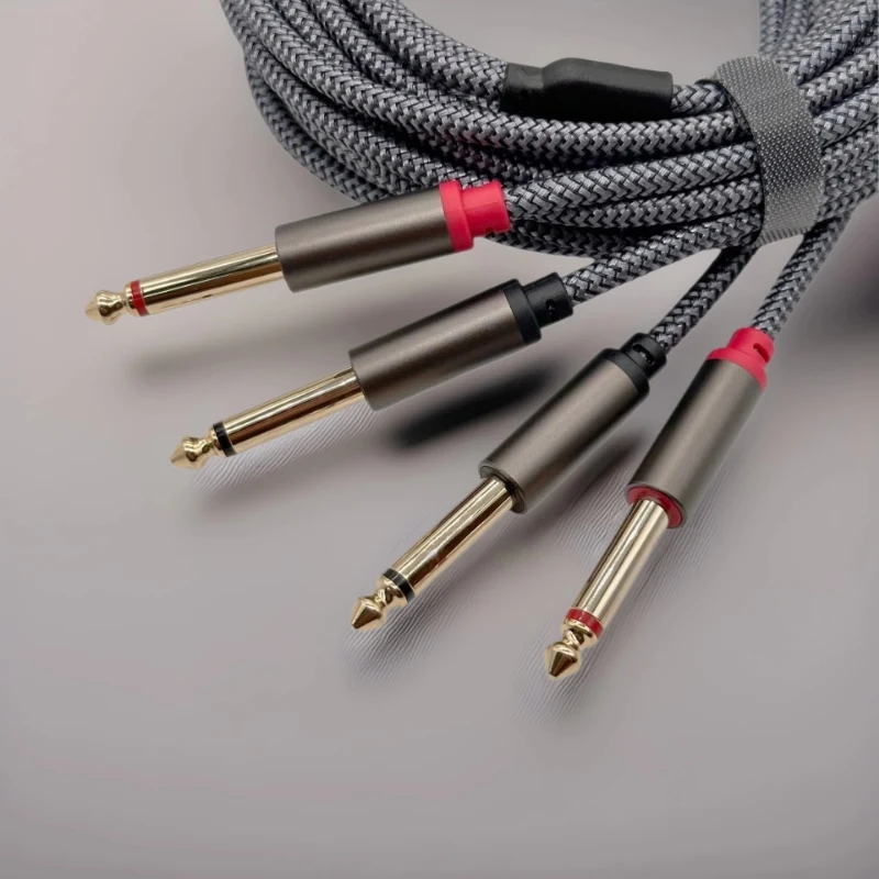 Dual 1/4" TS auf Dual 1/4" TS Stereokabel, kompatibel mit verschiedenen Geräten: AV-Receiver, Verstärker, Mischer und Hi-Fi-Ster Image