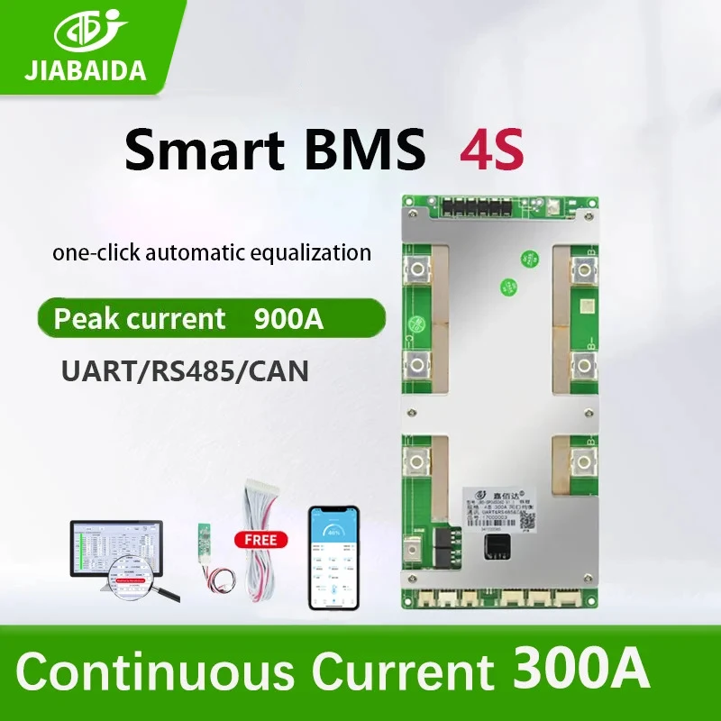 JBD BMS 4S 12V LiFePo4 250A 300A Protect Li-Ion Lithium Battery BT RS485 CAN Heating Series Active Balance Smart JIABAIDA BMS Image