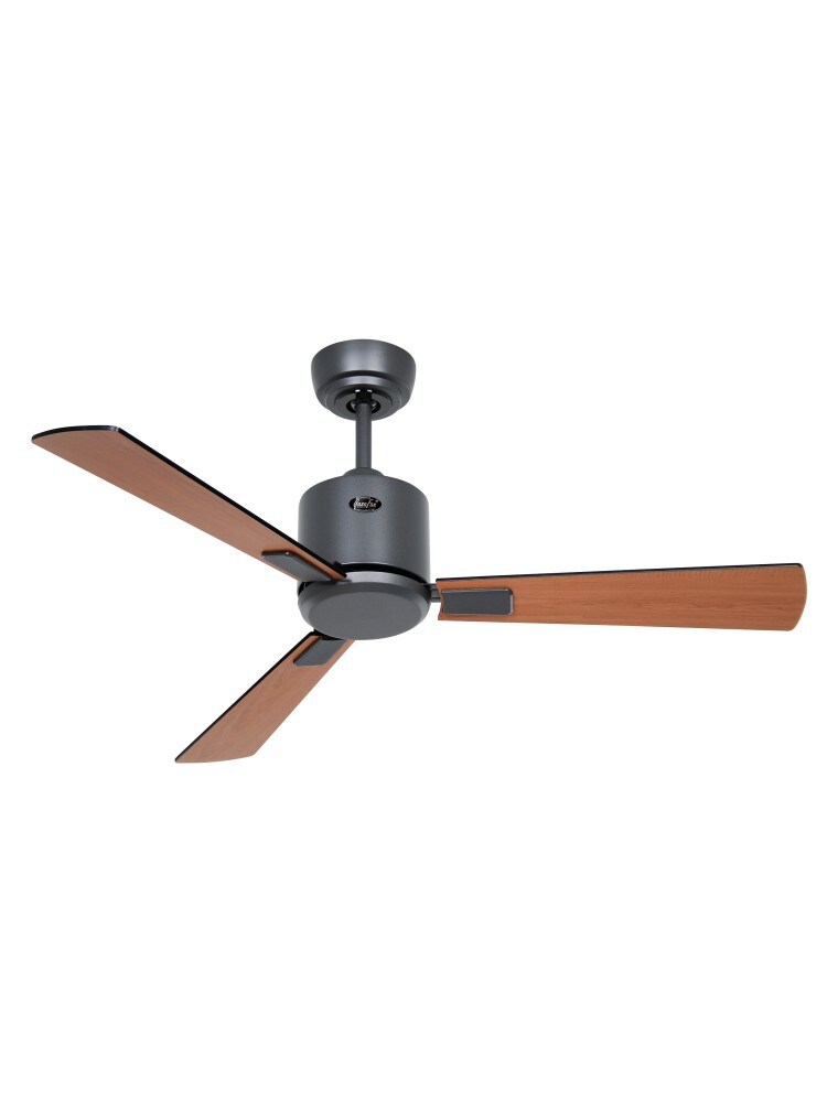 eco neo III 103, ventilator ohne licht, basaltgrauer korpus, teak- und schwarze flügel, casafan Image