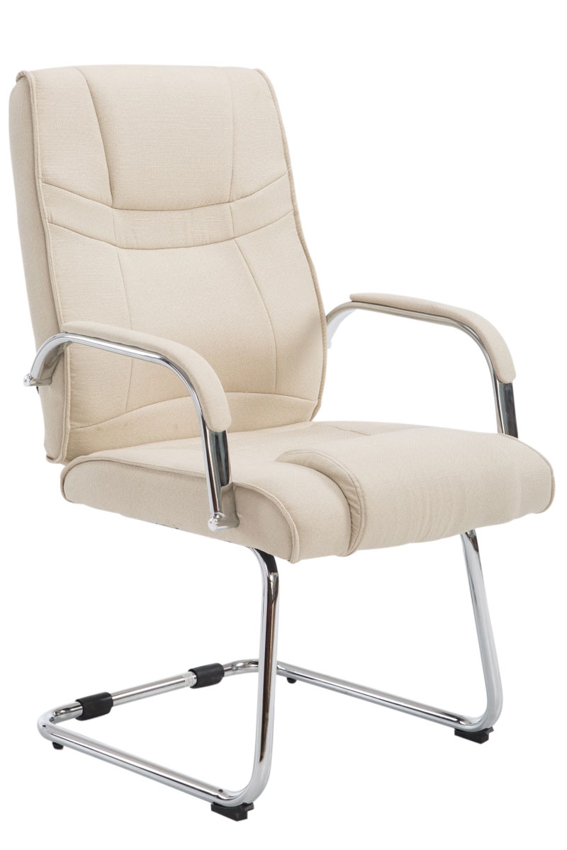 DELUKE Besucherstuhl DELHI - Stoff Creme 60x67x104 cm | Besucherstühle Konferenzstuhl Wartezimmerstuhl Bürostühle Bürostuhl Konferenzraum Wartezimmer Image