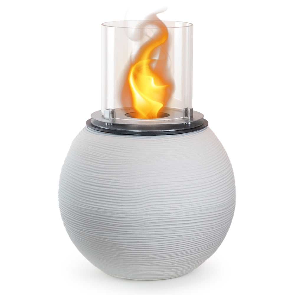 Divina Fire Bioethanolkamin, Gartenkamin, Standkamin, für den Innen- und Außenbereich, BOTTICELLI White Pearl, Durchmesser 40 x Höhe 54 Image