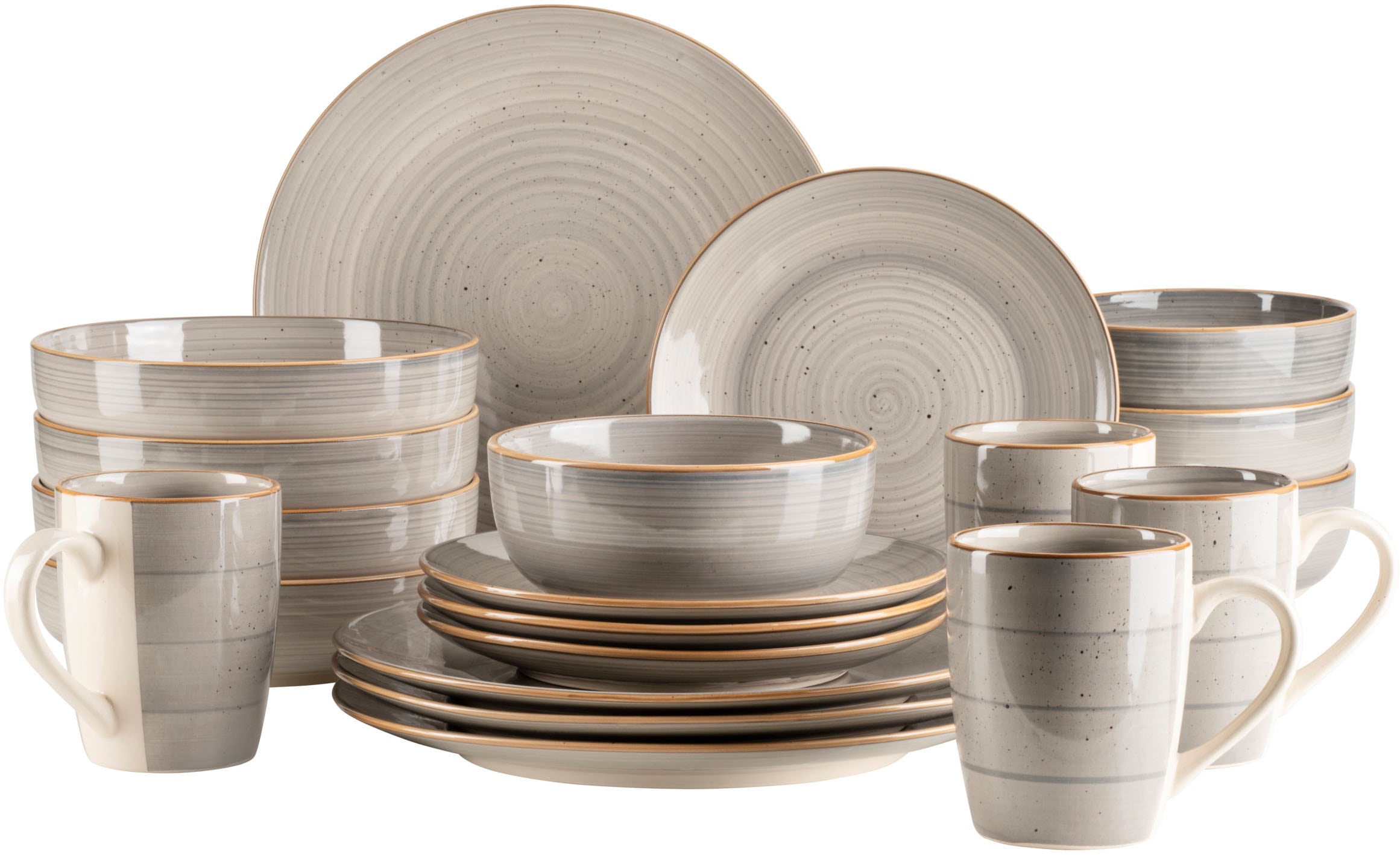 Kombiservice MÄSER "VALMERA, Geschirr Set, Steinzeug", grau, 20 Stk., Steinzeug, Geschirr-Sets, Kombiservice