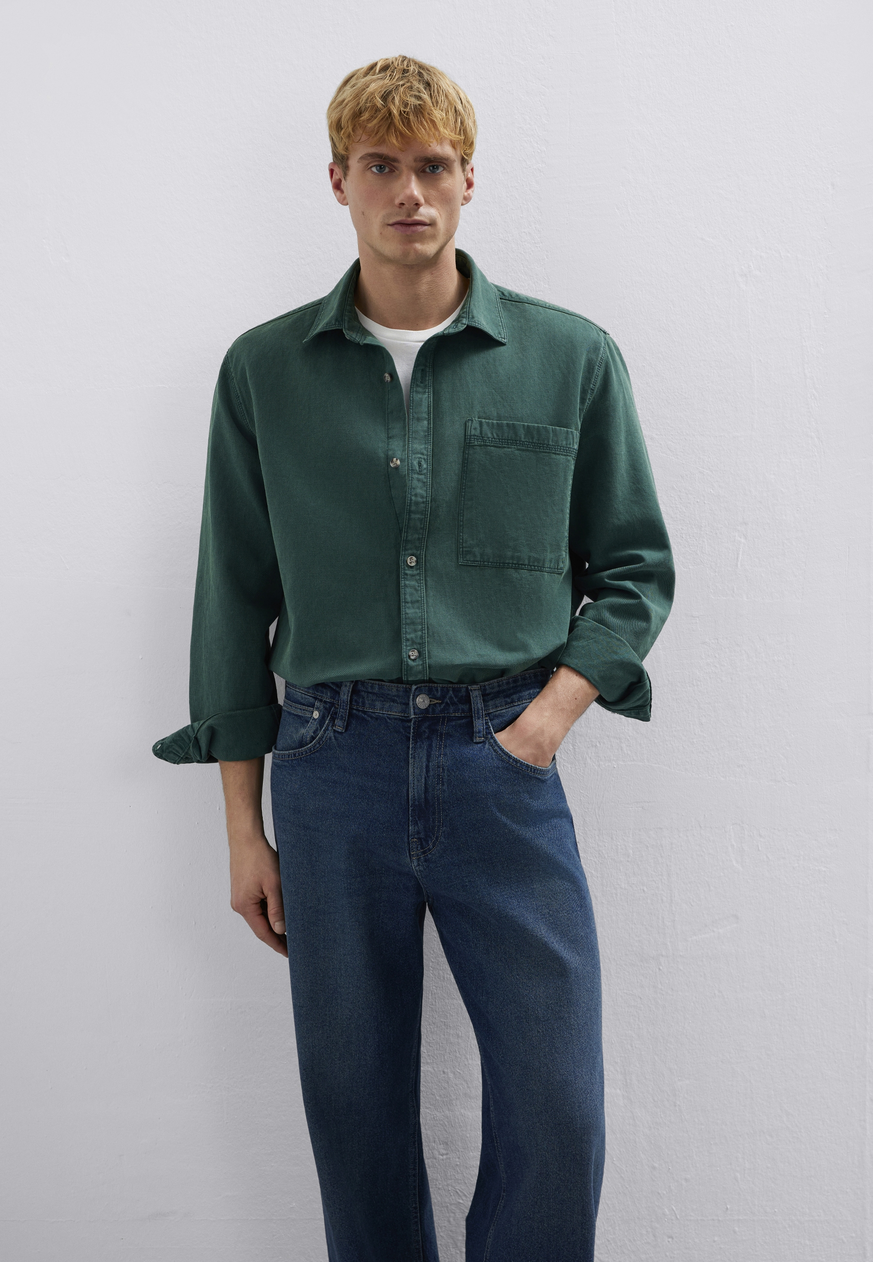 Langarmhemd MAVI "POCKET SHIRT", Herren, Gr. S, US-Größen, bistro grün, 49% Baumwolle, 28% Lyocell% (Tencel?), 23% Leinen, clean, regular fit normal, eng normaler Saum, Hemden, Overshirt