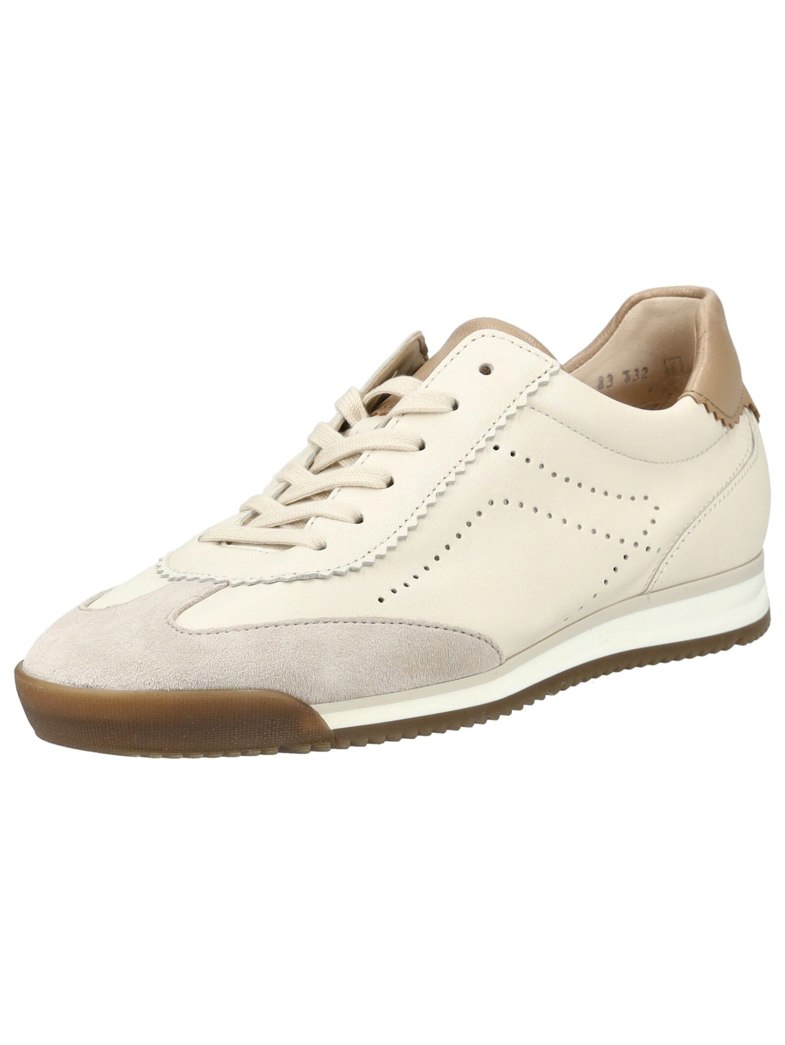 Sneaker GABOR "Gabor Sneaker Leder", Damen, Gr. 40, weiß, beige, Leder, Schuhe Sneaker