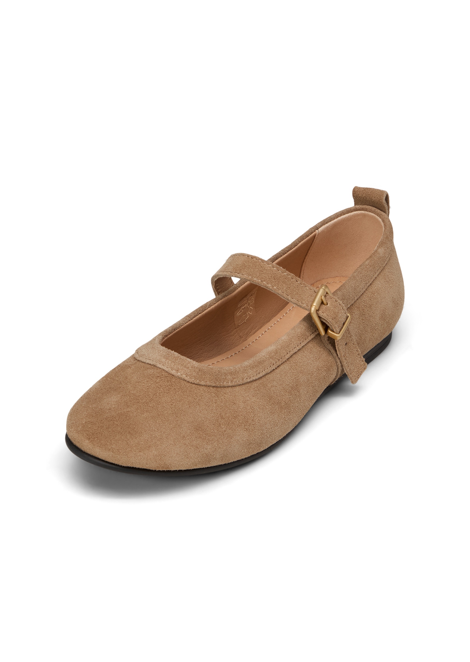 Ballerina MARC O'POLO "aus geöltem Veloursleder", Damen, Gr. 38, light pure sand, Obermaterial: 100% Leder (Rind), unifarben, Schuhe Ballerina
