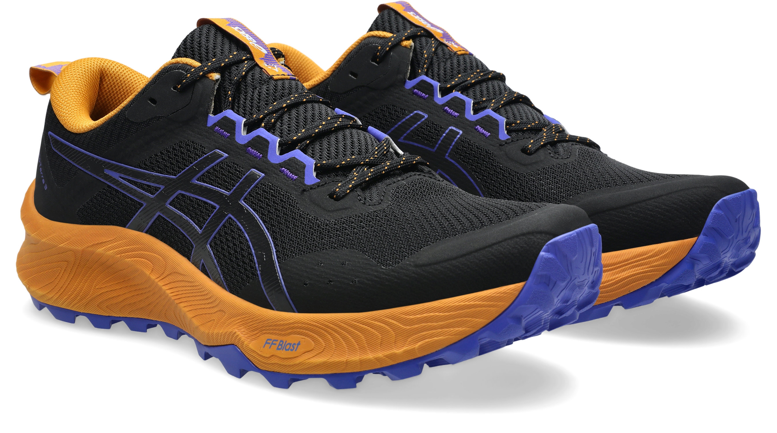 Trailrunningschuh ASICS "TRABUCO TERRA 3", Herren, Gr. 45, schwarz, cobalt burst, Synthetik, Schuhe