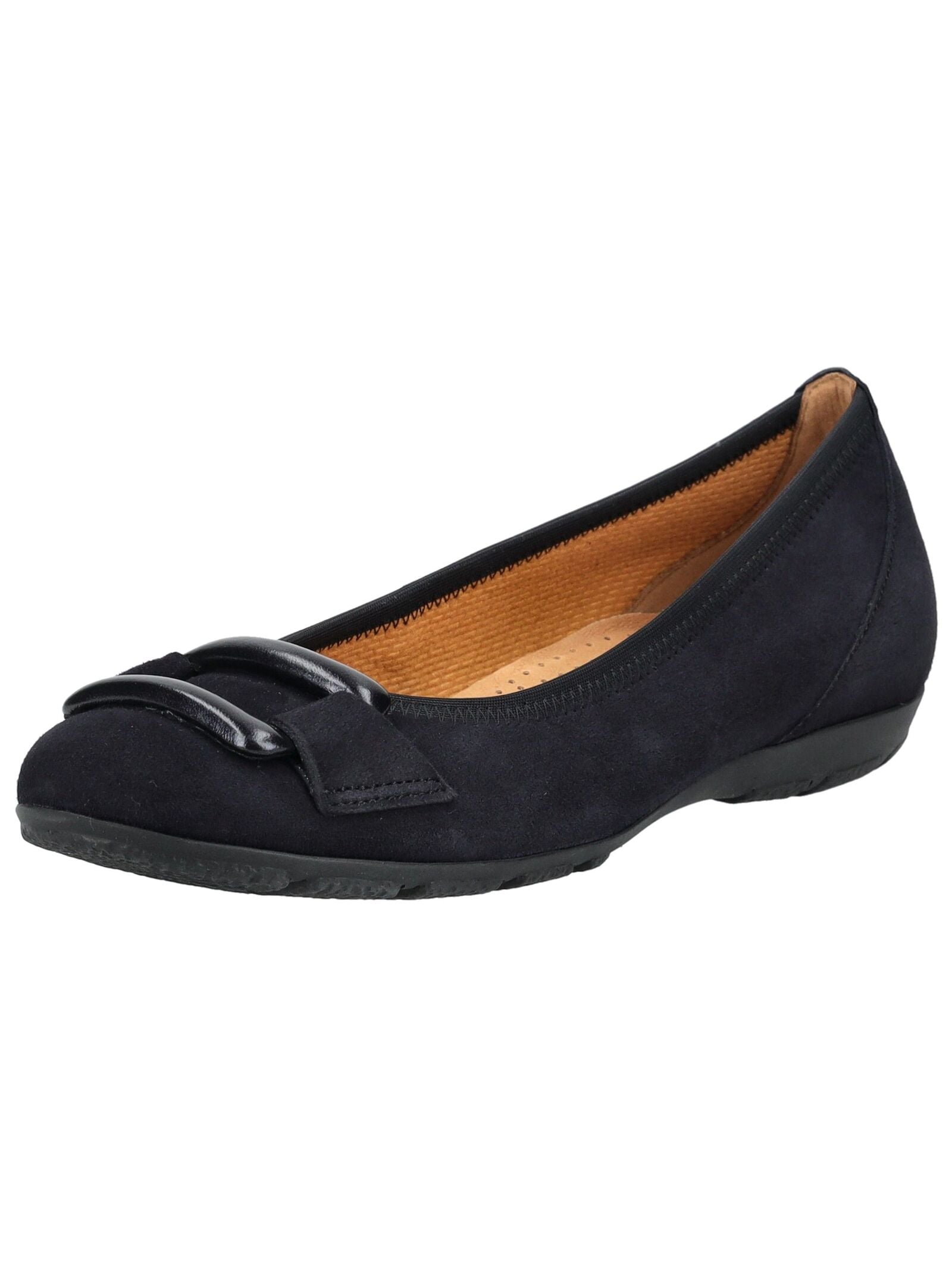 Ballerina GABOR "Gabor Ballerinas Veloursleder", Damen, Gr. 37,5, dunkelblau, Veloursleder, Schuhe Ballerina
