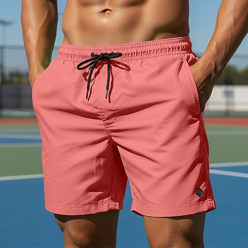 Herren Aktiv Shorts Freizeitshorts Sportliche Shorts Tasche Elastischer Bund Rein Einfach Einheitliche Farbe Schnelltrocknend Atmungsaktiv Über dem Knie Outdoor Fitnessstudio Training Sport Sportlich Image