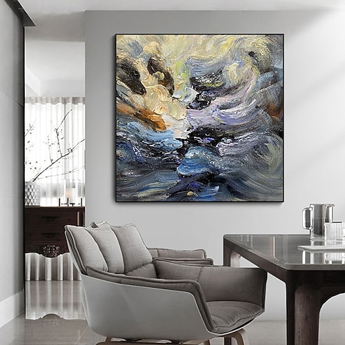 Ölgemälde handgemachte handbemalte Wandkunst abstrakte Kunst im Bohème-Stil Heimtextilien Dekor gestreckter Rahmen fertig zum Aufhängen Image