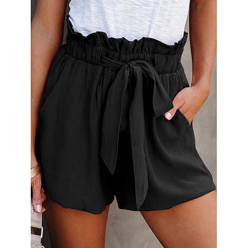 Damen Bermudashorts Shorts Sommershorts Baggy-Shorts Urlaub Mode Streetwear Kurz Hohe Taille Einfach Kordelzug Tasche Elastischer Bund Komfort Atmungsaktivität Unelastisch Täglich Urlaub Straße Image