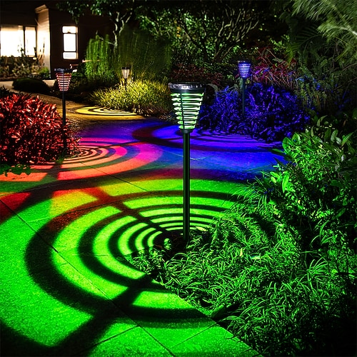 1 Stück 2 W LED-Solarleuchten Wegbeleuchtung Laternen Skulptur- Landschaftsbeleuchtung Wasserdicht RGB Warm RGB Weiß 3.7 V Außenbeleuchtung Hof Garten 4 LED-Perlen Image