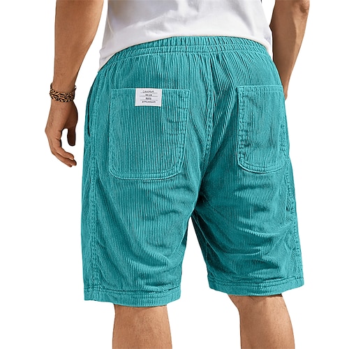 Herren Shorts Freizeitshorts Cordshorts Shorts mit Struktur Tasche Elastischer Bund Einfach Komfort Atmungsaktiv Knielang Lässig Outdoor Strand Urlaub Mode Schwarz Weiß Unelastisch Image