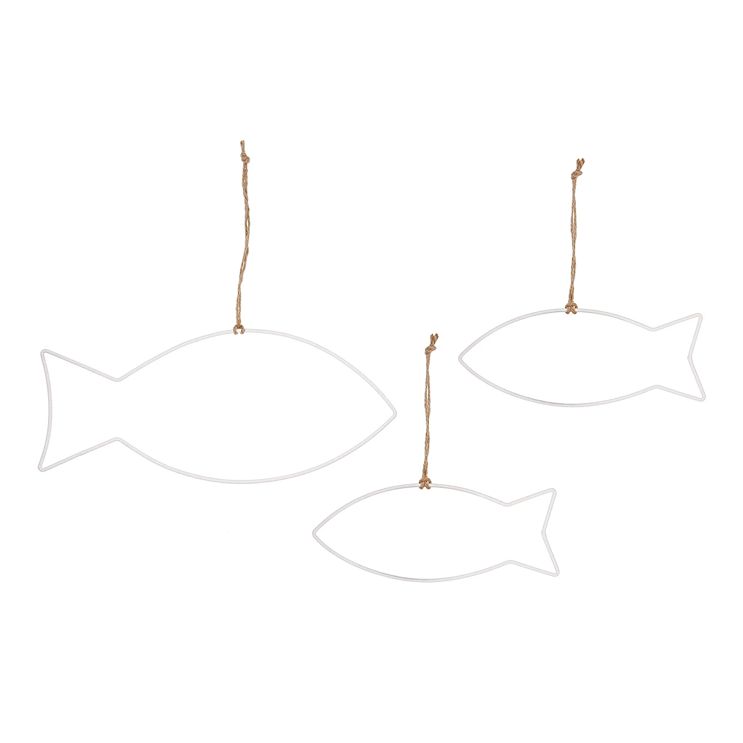 Drahtformen Fisch, weiß, 24–34,5 cm, 3 Stück