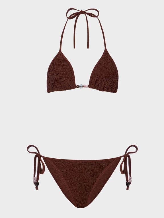 Gina Beaded Bikini - Brown - Hunza G Beachwear
