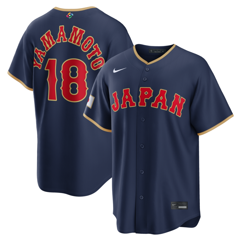 Nike Herren-Trikot von Yoshinobu Yamamoto in Marineblau, Japan, für die World Baseball Classic 2026, Auswärtsstadion Image