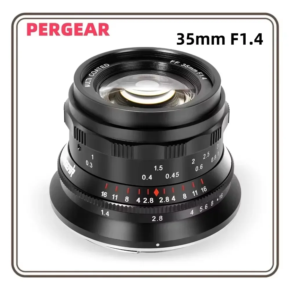 PERGEAR 35 mm F1.4 Vollformat-Objektiv mit manuellem Fokus, kompatibel mit Sony E Canon RF Nikon Z L-Mount-Kameras A7 A7II A7III A7R A7RII Image