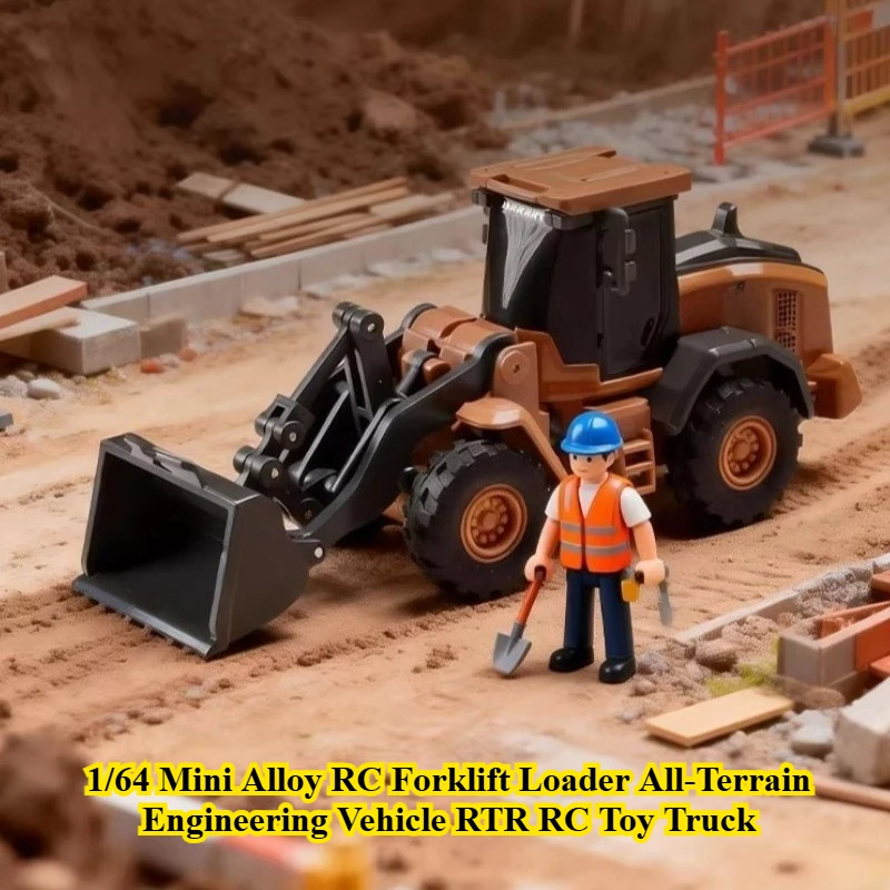 1/64 Mini RC-Gabelstapler aus Legierung, 2,4 GHz, Hochleistungs-Typ-C-Akku, Frontlader, Geländefahrzeug, RTR RC-Spielzeug-LKW