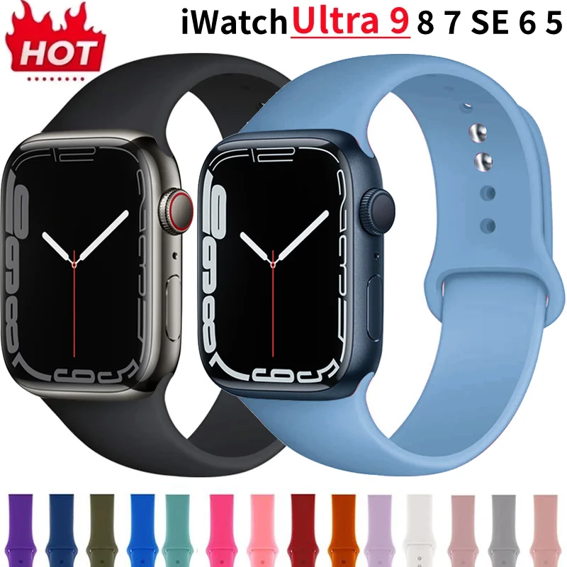 Silikonband für Apple Watch Armband 44mm 45mm 40mm 41mm 42-38mm 45mm Sportarmband iwatch Serie 8 7 6 5 4 3 SE 9 Ultra 2 49mm Image