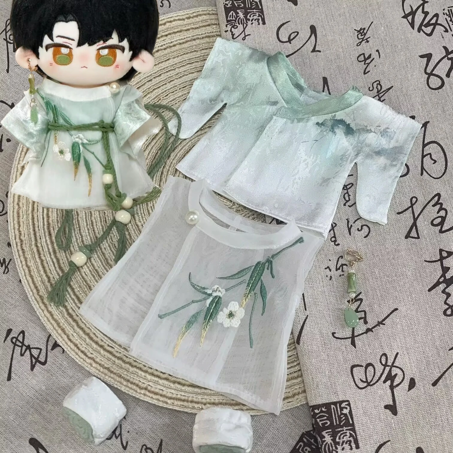20-cm-Puppenkleidung, 20-cm-Baumwoll-Puppenkleidung, Hanfu-Set im antiken Stil mit Rundhalsausschnitt, Cosplay-Attribut zum Wechseln von Puppenkleidung