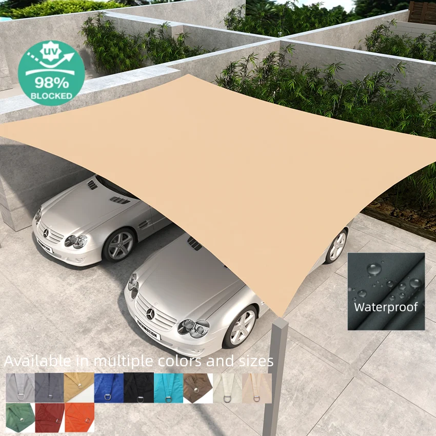 Wasserdichtes Rechteckiges Sonnensegel - UV-Schutz Sonnenschutz & Sichtschutz für Garten, Terrasse, Hinterhof im Freien Image