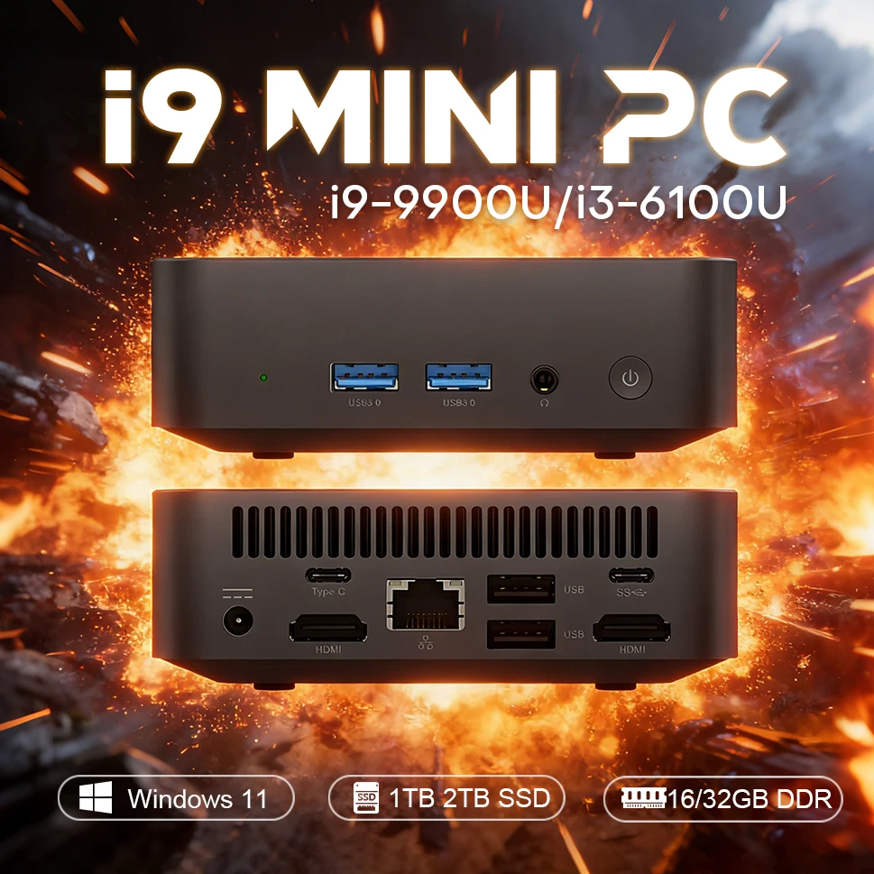 Neuer Windows 11 Pro Mini-PC Core i9 9900U i3 6100U Desktop-PC Gamer 16/32GB RAM 1TB SSD WIFI6 BT5.2 Büro- und Lern-Desktop-Computer Image