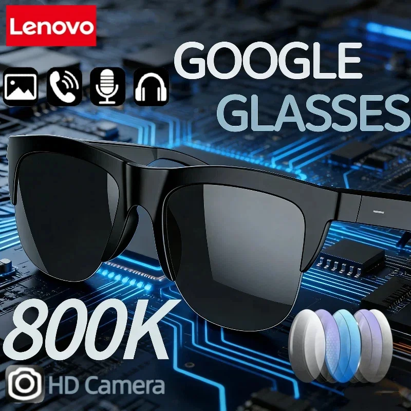 Lenovo Smart Bluetooth-Sonnenbrille, Brille für Anrufe, Outdoor-Sport-Kopfhörer, HIFI, schwarze Technologie, Anti-Touch-UV-Schutz, für Männer und Frauen Image