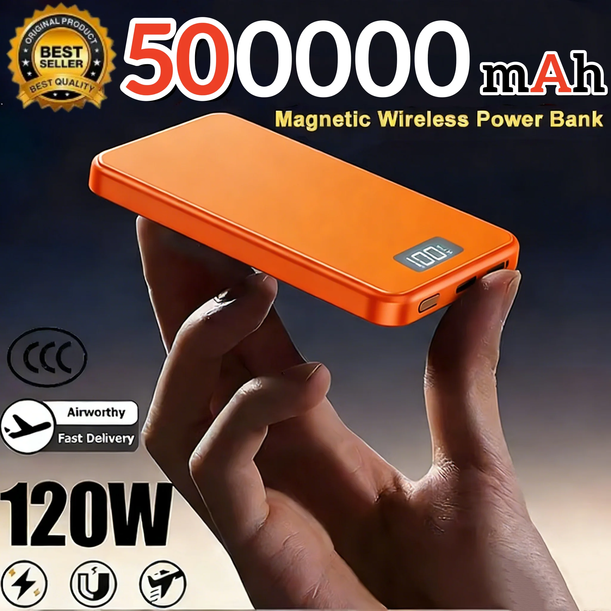  500000mAh Tragbare Magnetische Kabellose Powerbank PD22.5W Schnellladung Externer Akku für Magsafe Für iPhone Samsung Xiaomi Image