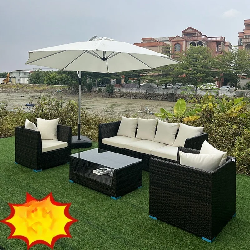 Outdoor-Wohnzimmer Balkon-Sofa-Kombination Villa Freizeit-Rattanstuhl Outdoor-Garten-Terrasse Bar Ferienhaus