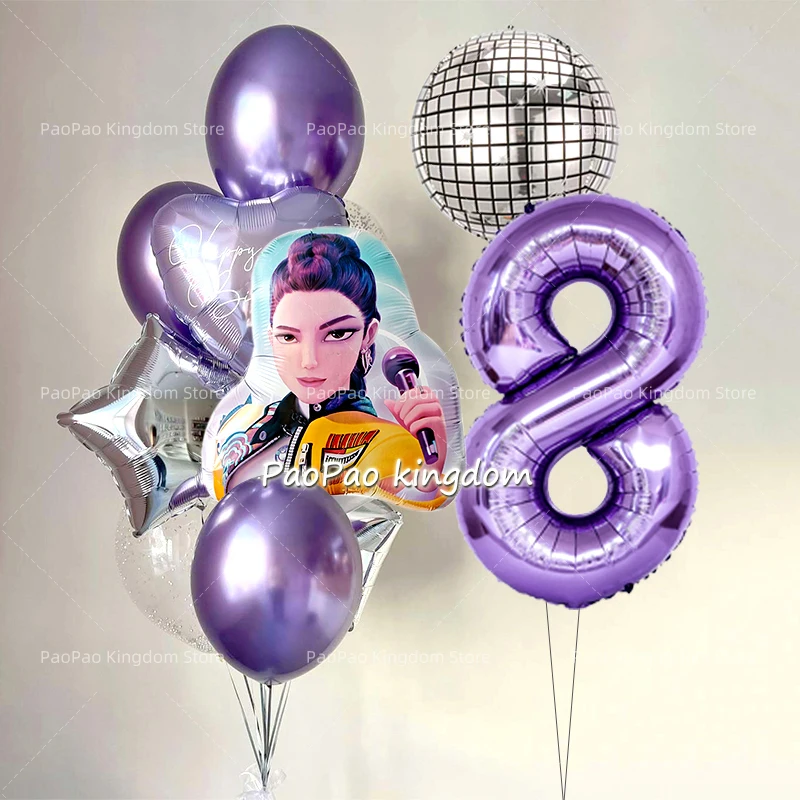 Kpop Dämonenjäger Themen-Set Nummerierte Aluminium-Ballons Geburtstagsdekoration Kinder Baby-Shower Party-Zubehör Deko-Set Image