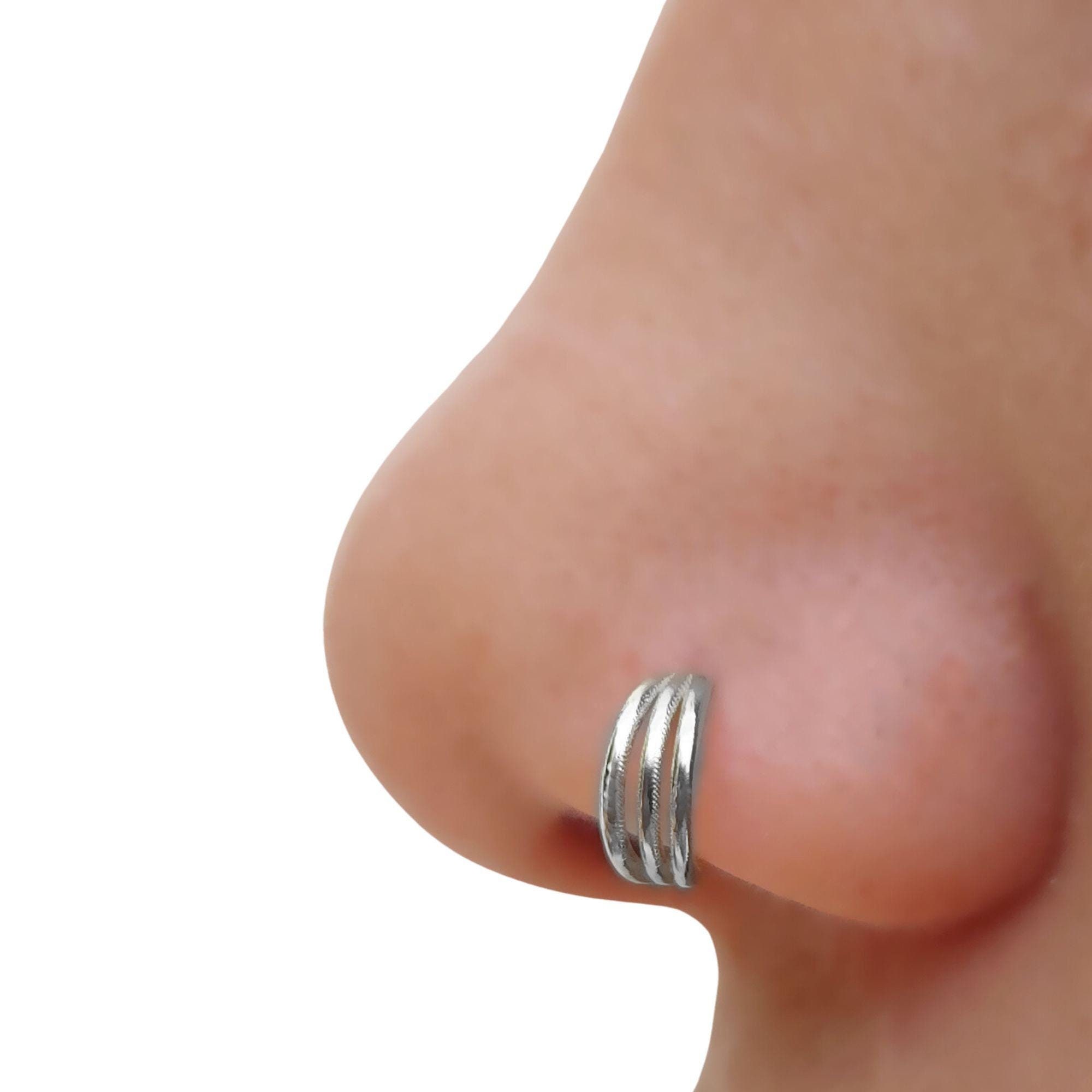 Anello al naso a forma di luna, anello al naso, anello al naso delicato, triplo piercing, anello al naso indiano, anello al naso unico, cerchio al nas