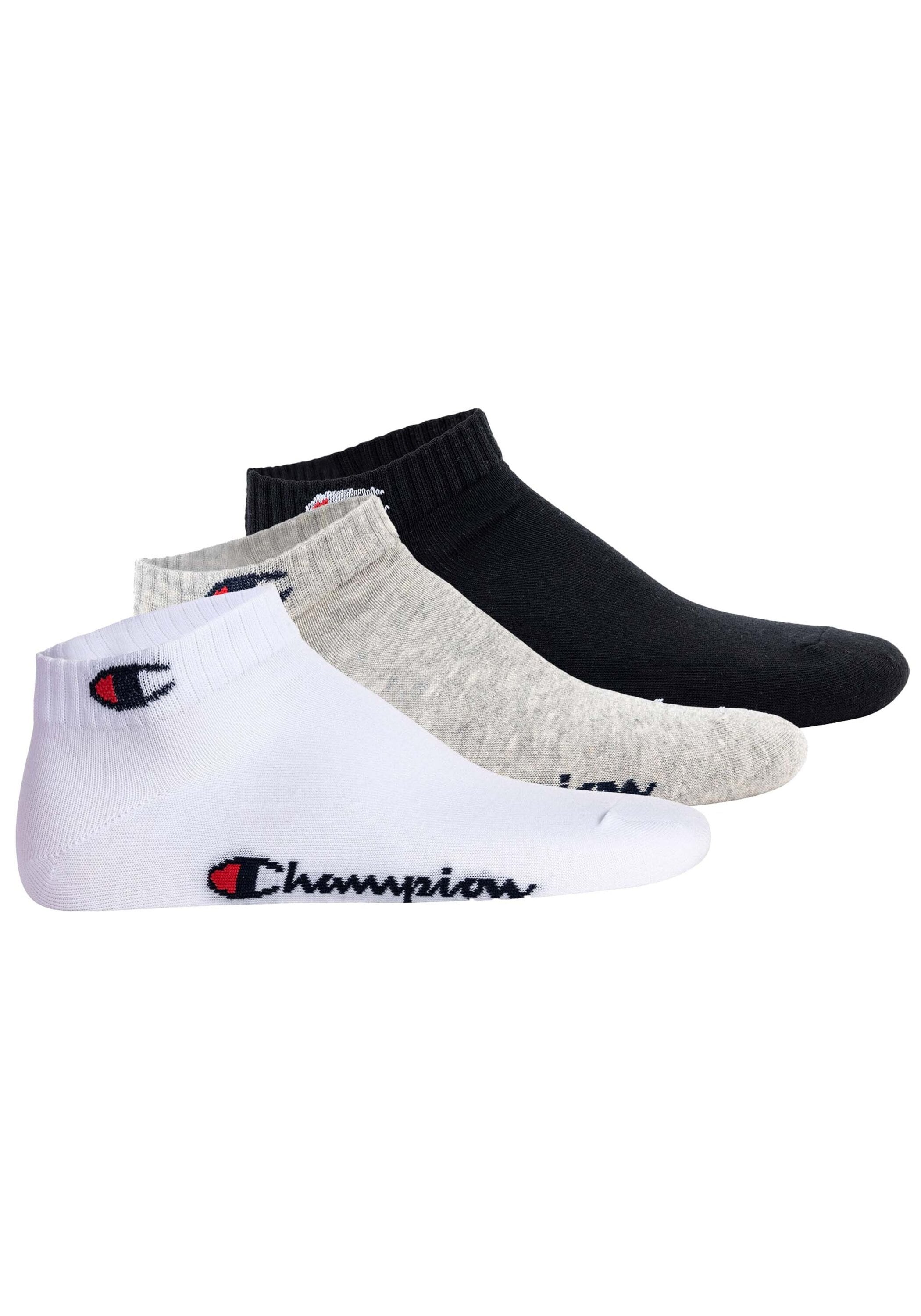 Kurzsocken CHAMPION "Socken 3er Pack", Damen, Gr. 39-42, bunt (schwarz, weiß, grau), Obermaterial: 71% Baumwolle CO. 23% Polyester PES. 4% Polyamid PA. 2% Elasthan EL., Socken Image