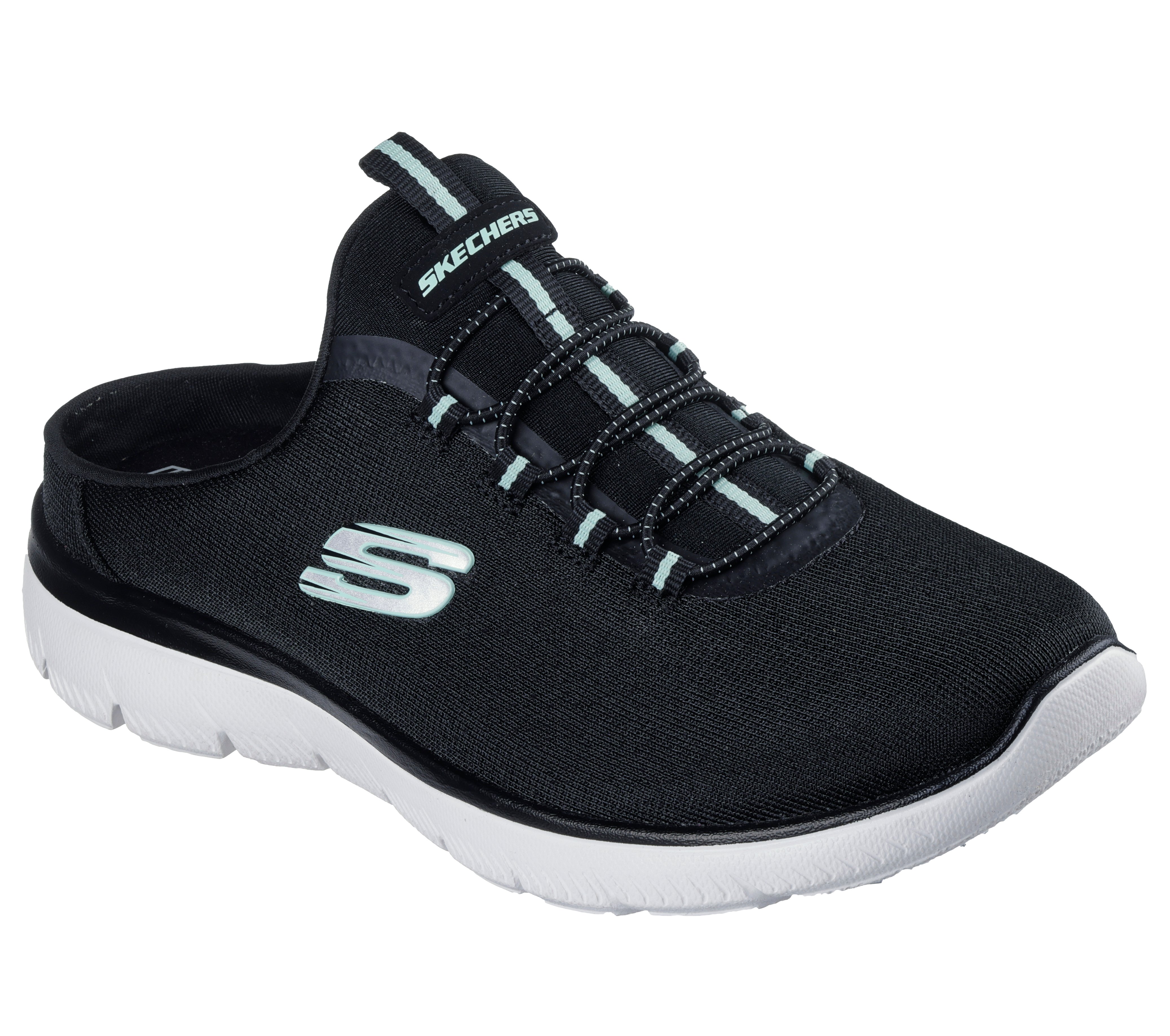Sabot SKECHERS "SUMMITS-SIMPLY SWEET", Damen, Gr. 39, schwarz, Textil, Schuhe Sabot, Freizeitschuh, Sommerschuh, Hausschuh mit weicher Innensohle