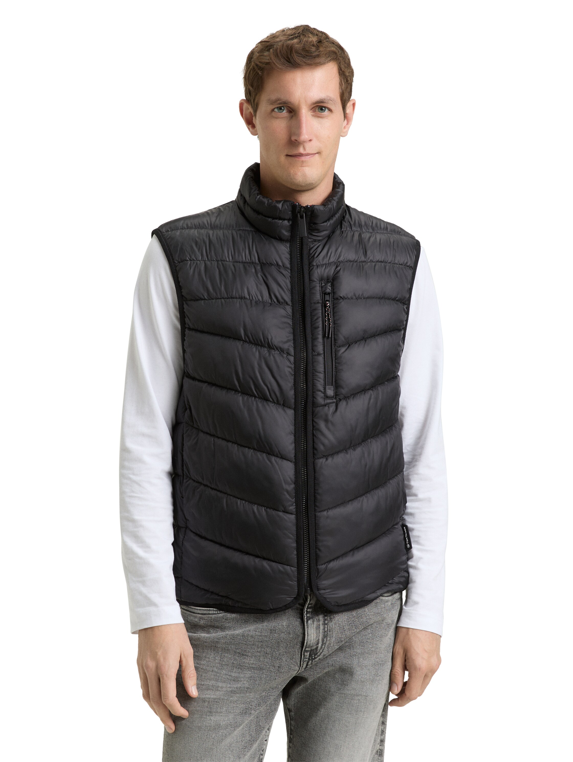 Steppweste TOM TAILOR, Herren, Gr. XXL, schwarz, Steppware, Obermaterial: 100% Polyester. Futter: 100% Polyester, unifarben, regular fit normal, Westen Steppweste, mit Taschen